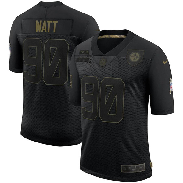 Men's Pittsburgh Steelers #90 T. J. Watt Black NFL 2020 Salute To Service Limited Stitched Jersey